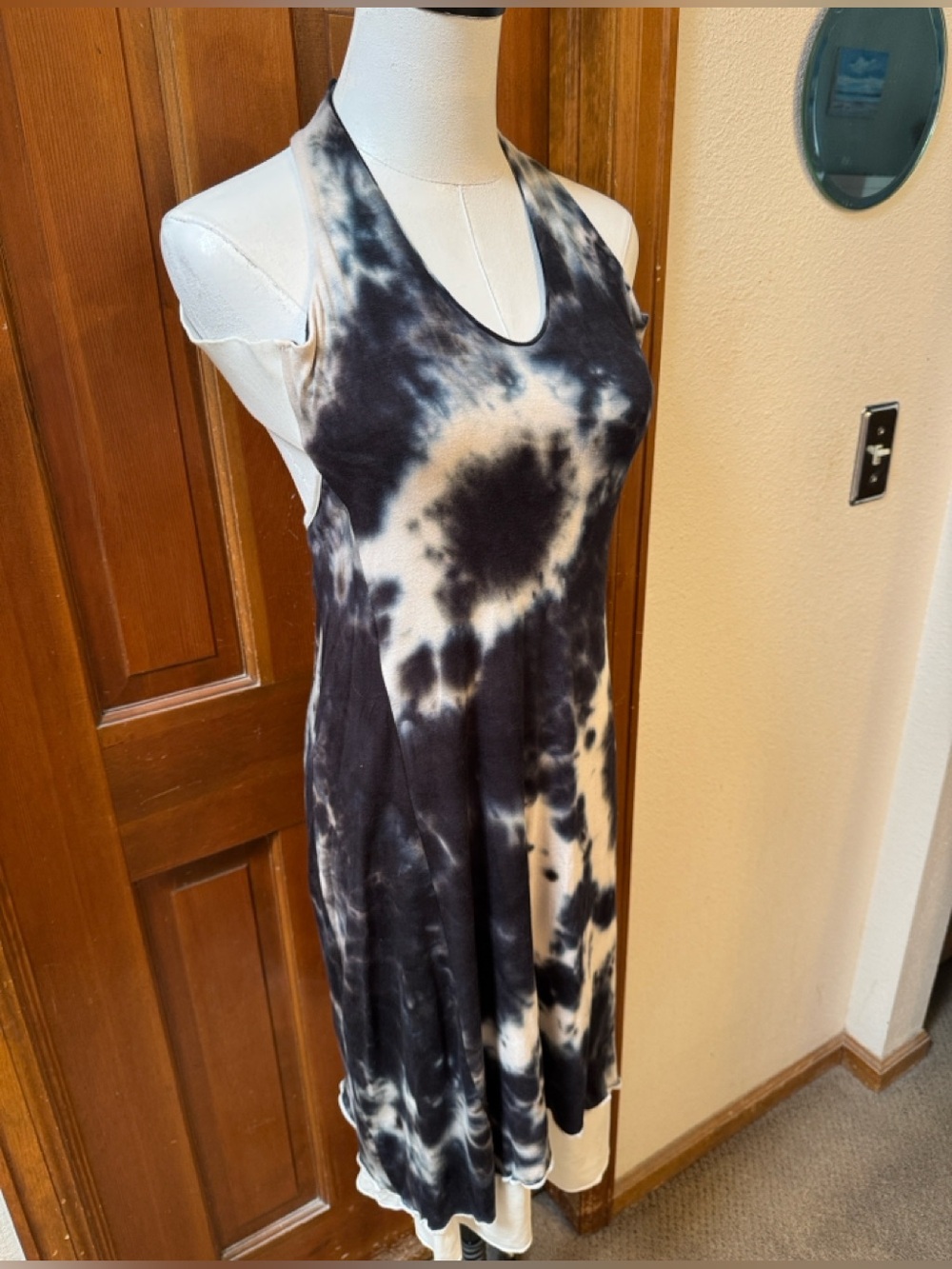 NWT Sita Black & White Tie-Dye Halter Dress Size S